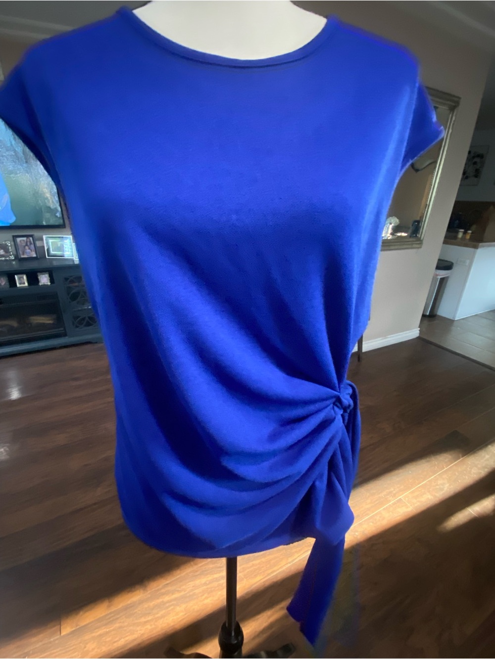 Side-Tie Short Sleeve Tee in Cobalt Blue